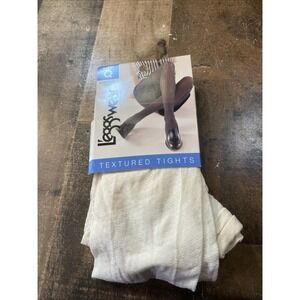 L'eggswear Q New Control Top Textured Tights In White Ivory Queen Vintage 1990s